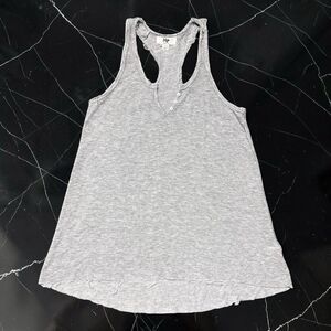 Tokyo Darling Tank XS Gray Distressed Raw Hem Racerback Y2K Grunge